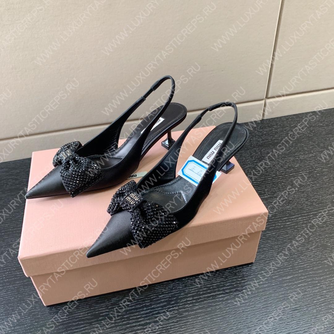 MIU MIU SLINGBACK BOW PUMPS BLACK 5I811D