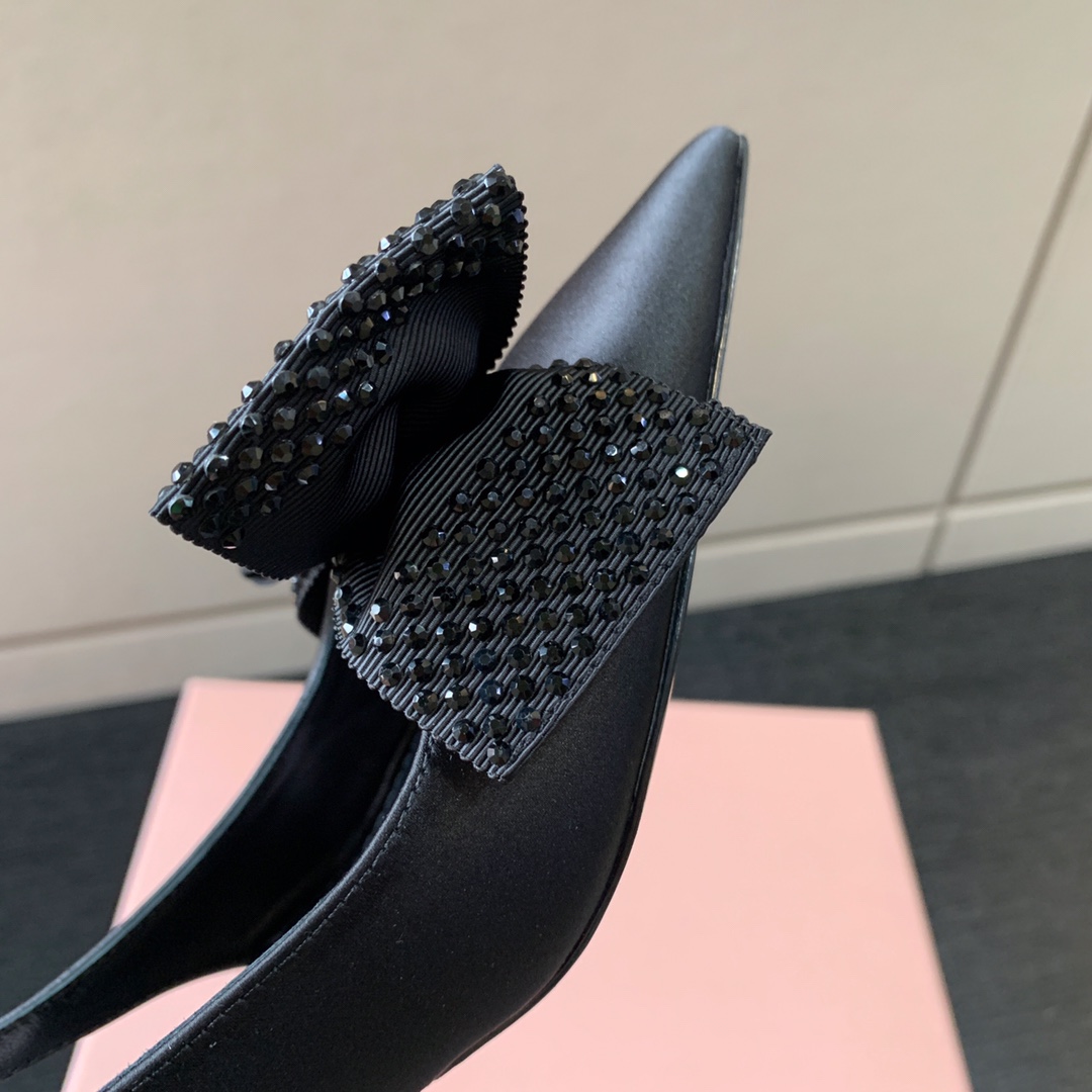 MIU MIU SLINGBACK BOW PUMPS BLACK 5I811D