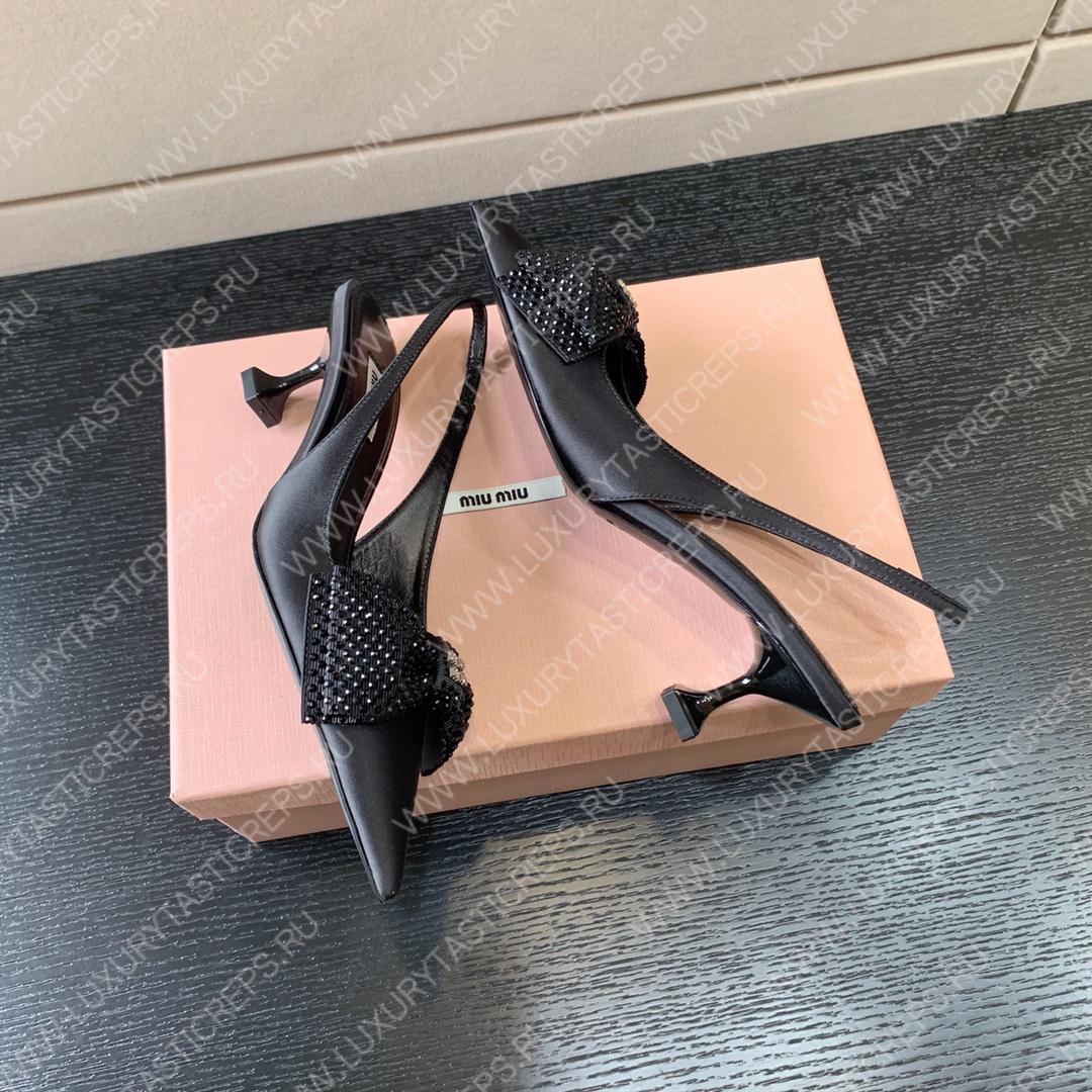 MIU MIU SLINGBACK BOW PUMPS BLACK 5I811D