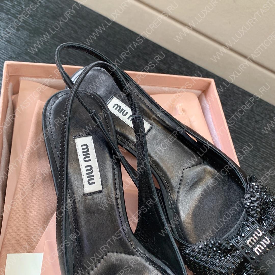 MIU MIU SLINGBACK BOW PUMPS BLACK 5I811D
