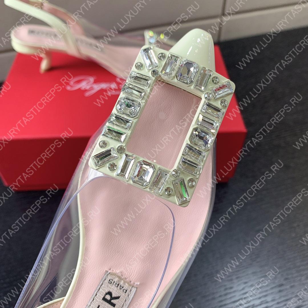 ROGER VIVIER VIRGULE BUCKLE SLINGBACK PUMPS OFF-WHITE RVW63831