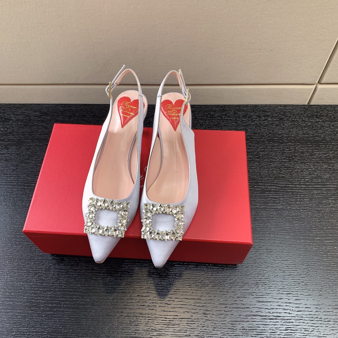 ROGER VIVER SLINGBACK PUMPS LEATHER SKY BLUE RVW6383