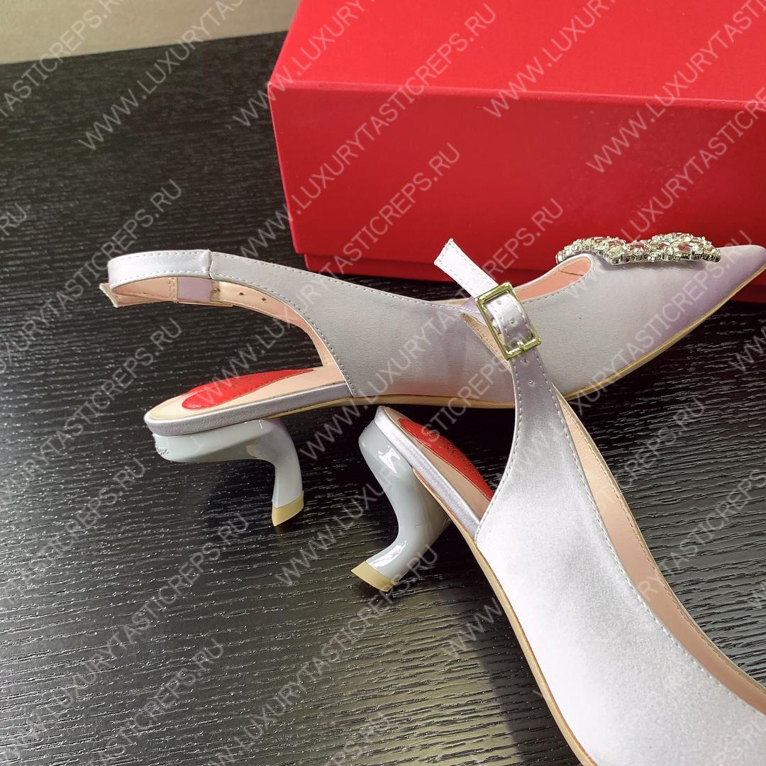 ROGER VIVER SLINGBACK PUMPS LEATHER SKY BLUE RVW6383