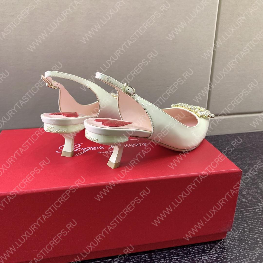 ROGER VIVER SLINGBACK PUMPS LEATHER WHITE RVW6383