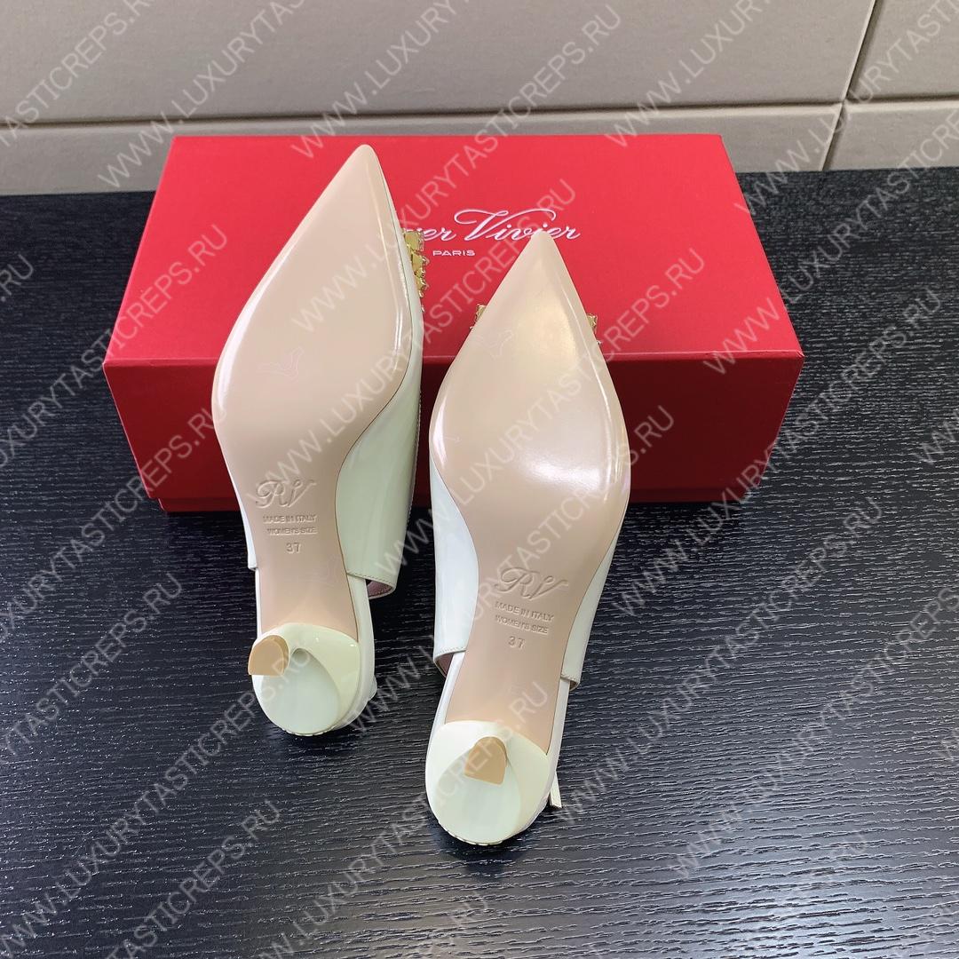 ROGER VIVER SLINGBACK PUMPS LEATHER WHITE RVW6383