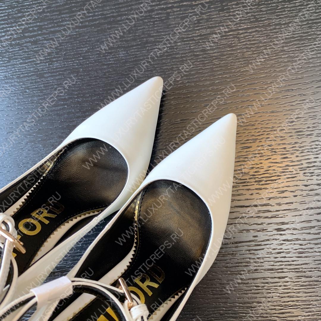 TOM FORD PADLOCK POINTY PUMP WHITE W2271T