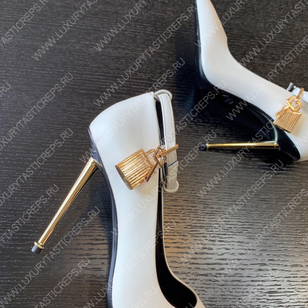 TOM FORD PADLOCK POINTY PUMP WHITE W2271T