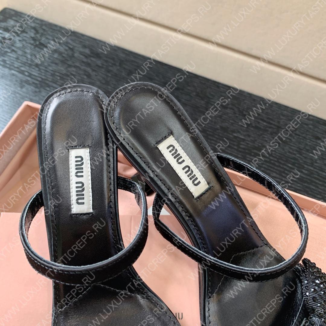 MIU MIU SATIN BOW SANDAL BLACK 5XX571