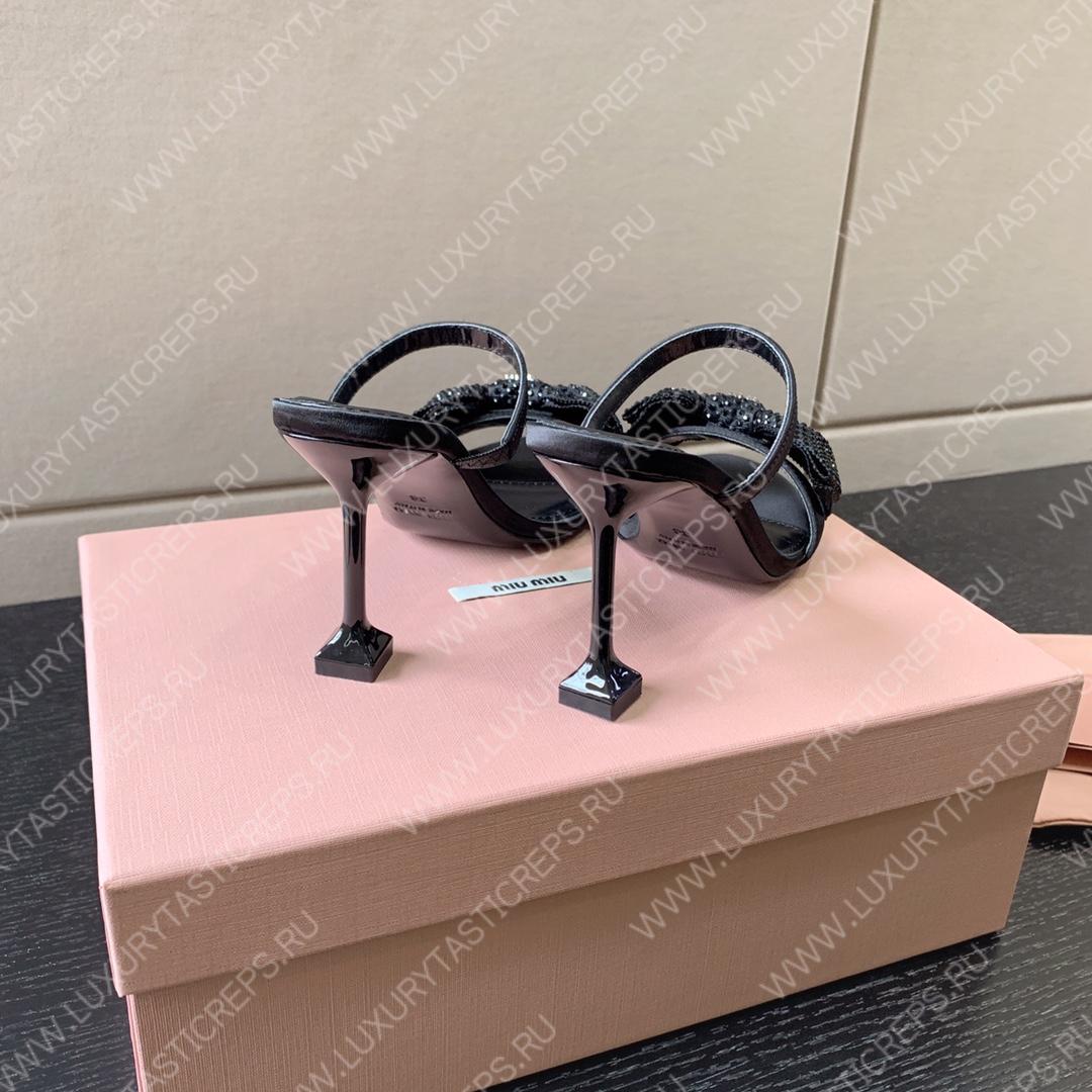 MIU MIU SATIN BOW SANDAL BLACK 5XX571