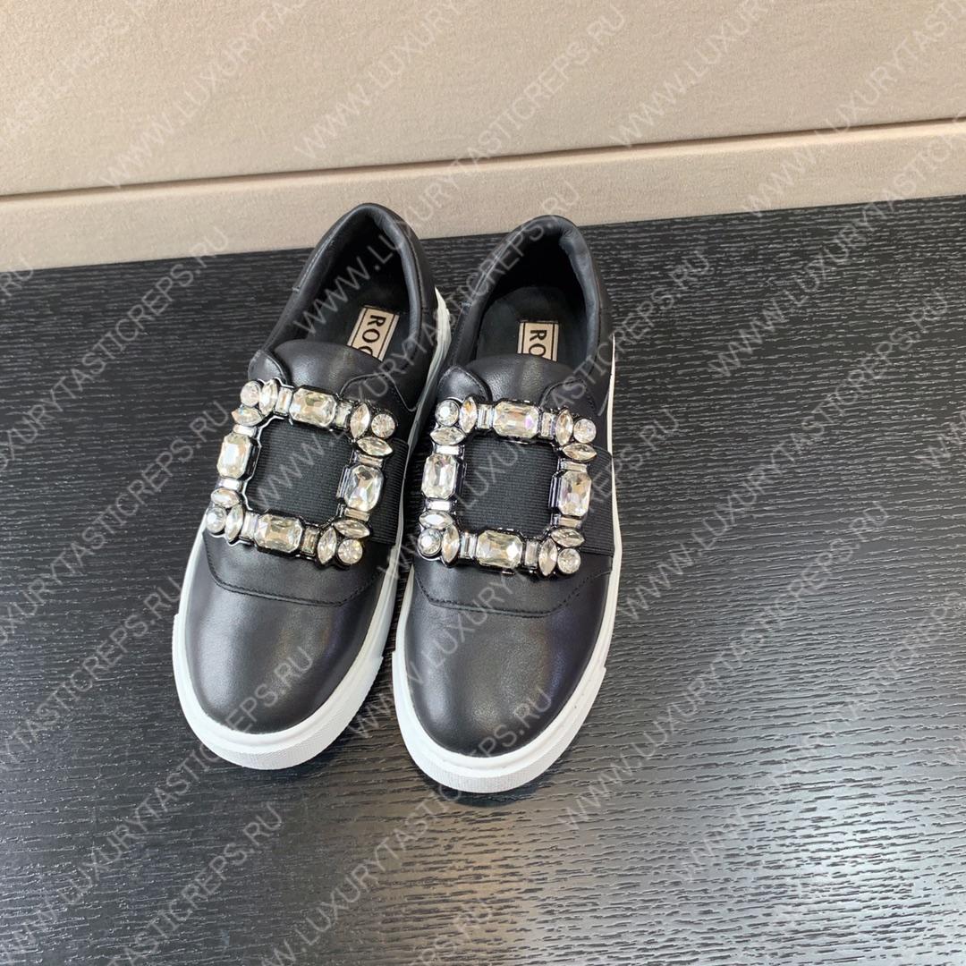 ROGER VIVIER STRASS BUCKLE SNEAKERS BLACK RVW6873