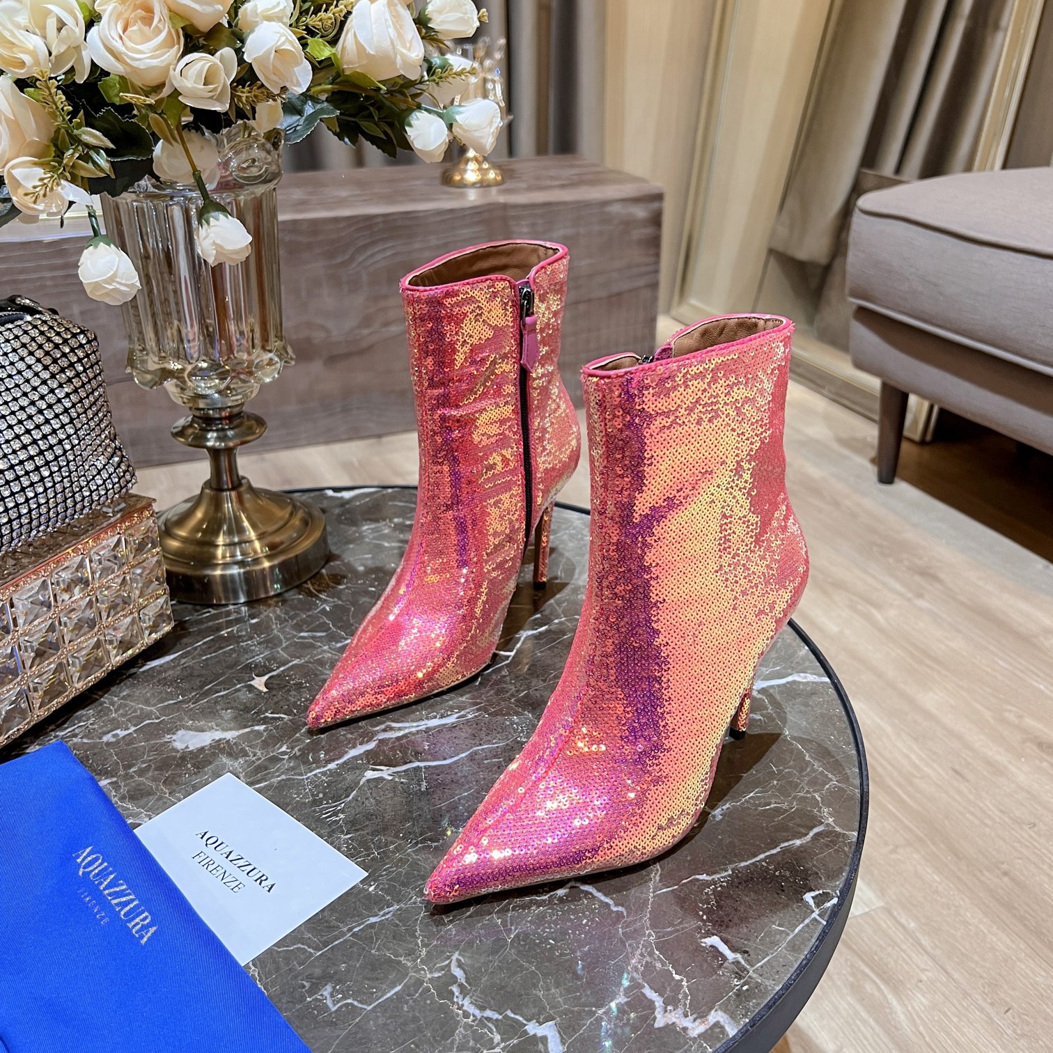 AQUAZURRA SAINT HONORE BOOTIE PINK SHOMIDB1