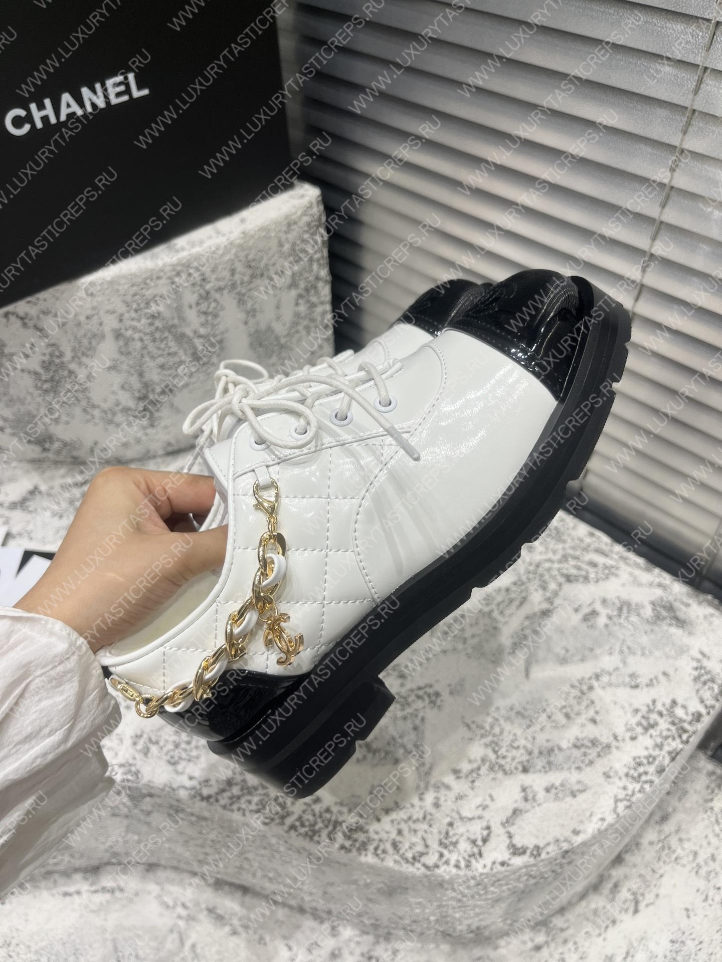 Ch*el lace-up boots white g39393