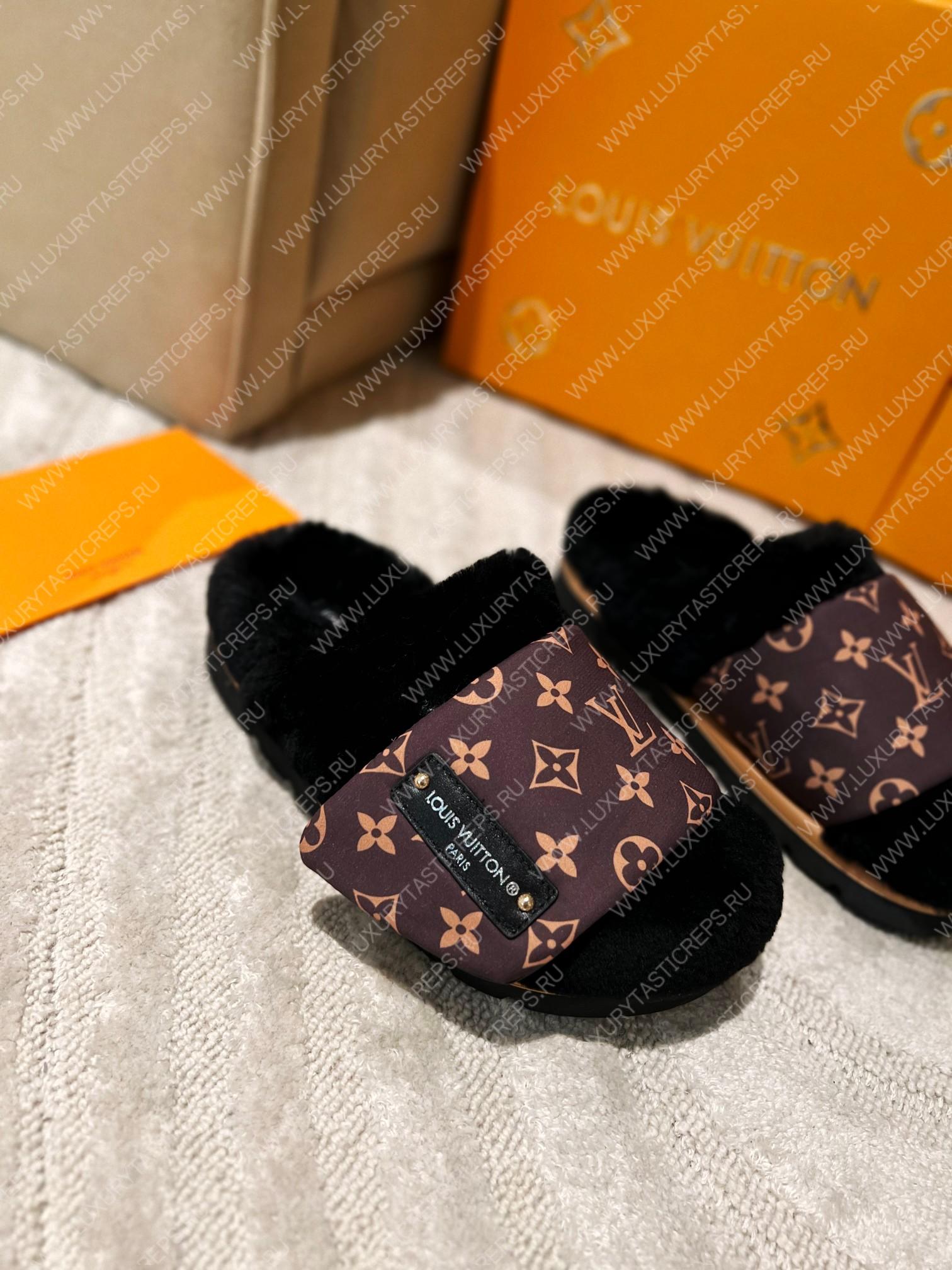 l**is V*t*n slipper pillow flat comfort mule black 1aam3k