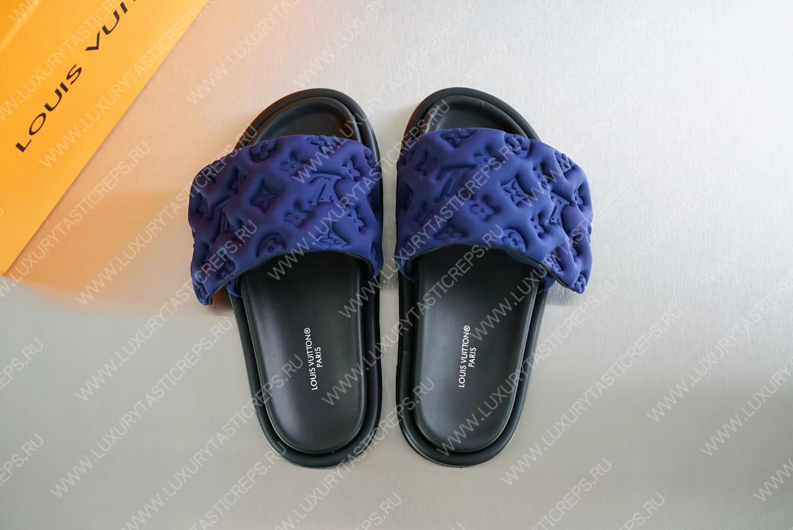 l**is V*t*n pool pillow flat comfort mule navy blue 1aabku