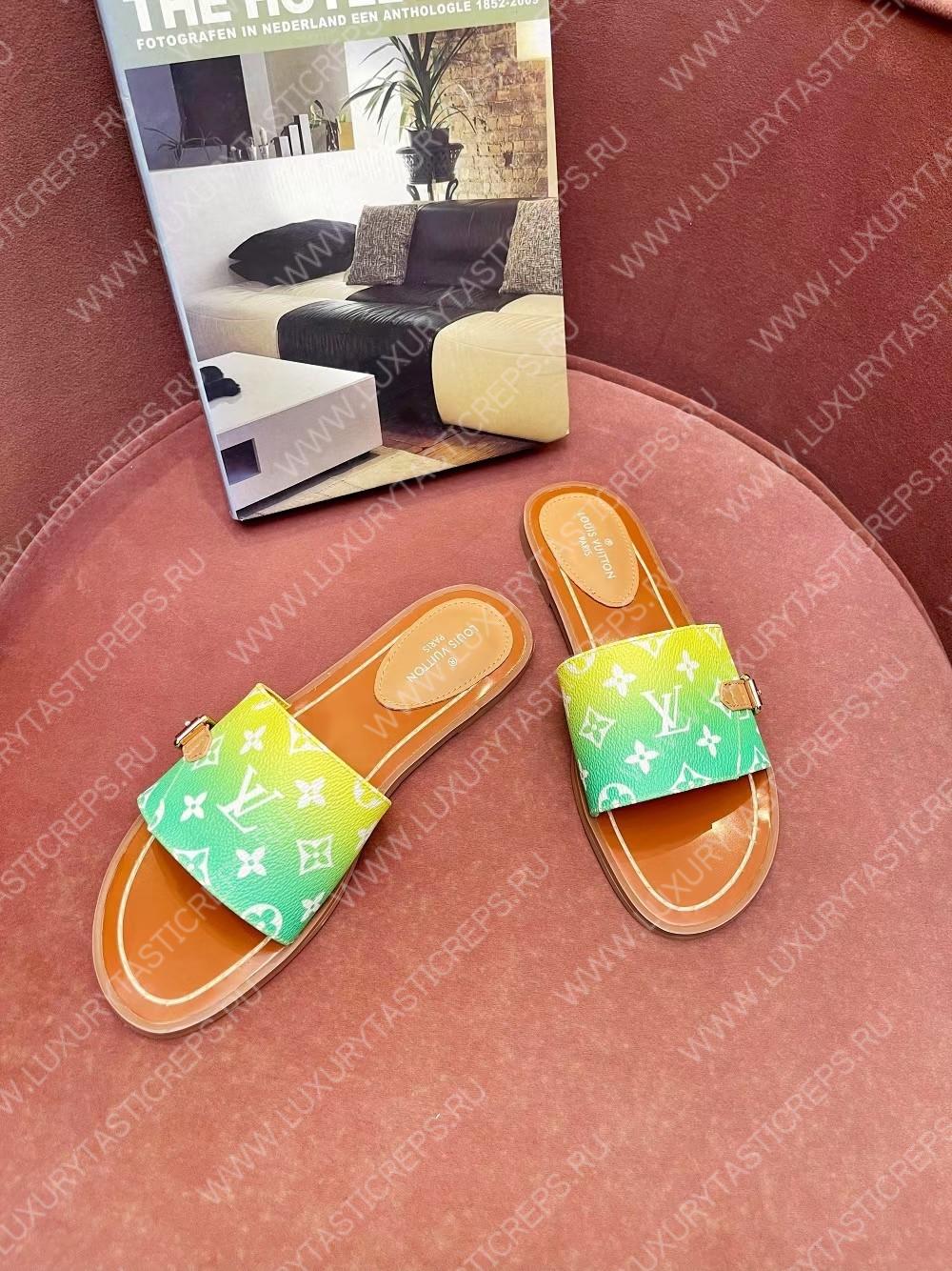 l**is V*t*n lock it flat mule green & yellow 1aa21q