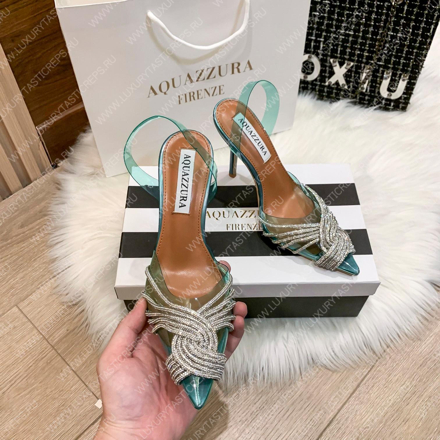AQUAZZURA GATSBY SLING 105 BLUE GASHIGL0