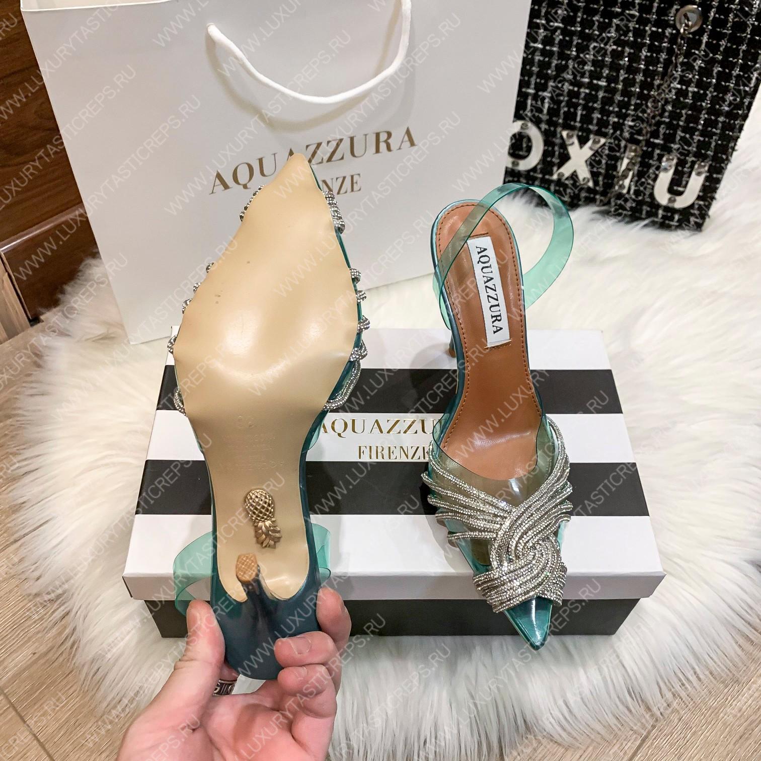 AQUAZZURA GATSBY SLING 105 BLUE GASHIGL0