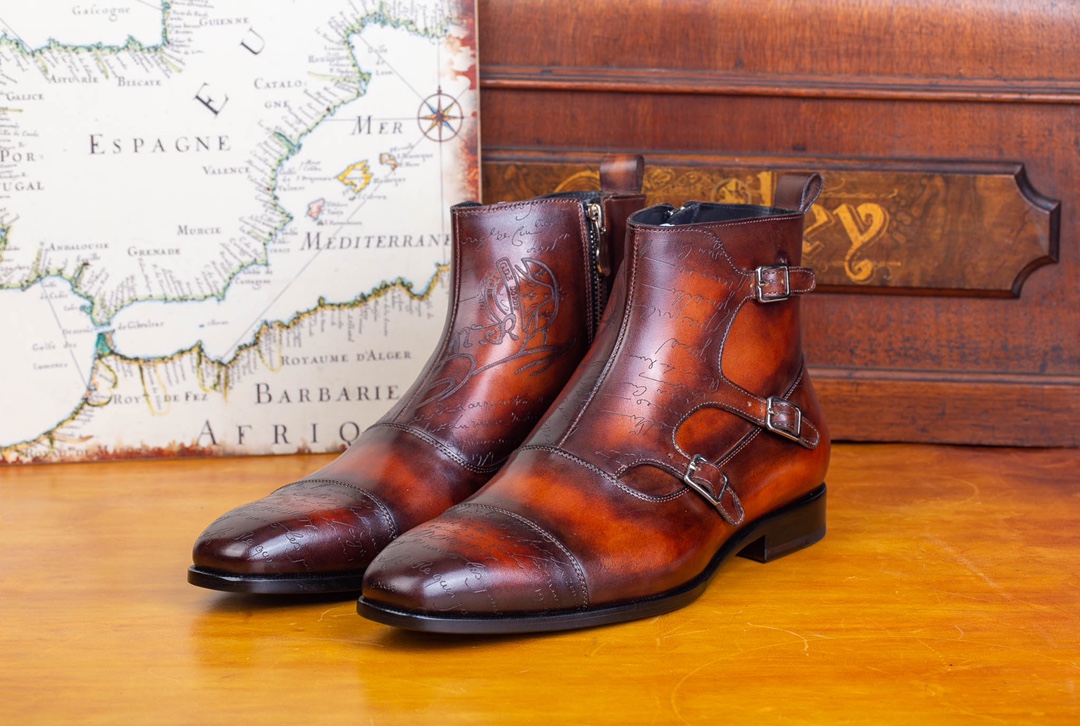 BERLUTI SCRITTO LEATHER BOOT BROWN S5891-V2