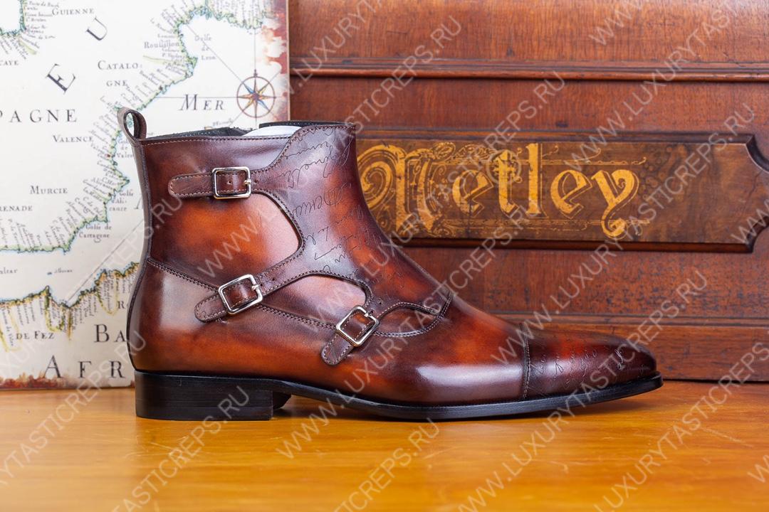 BERLUTI SCRITTO LEATHER BOOT BROWN S5891-V2