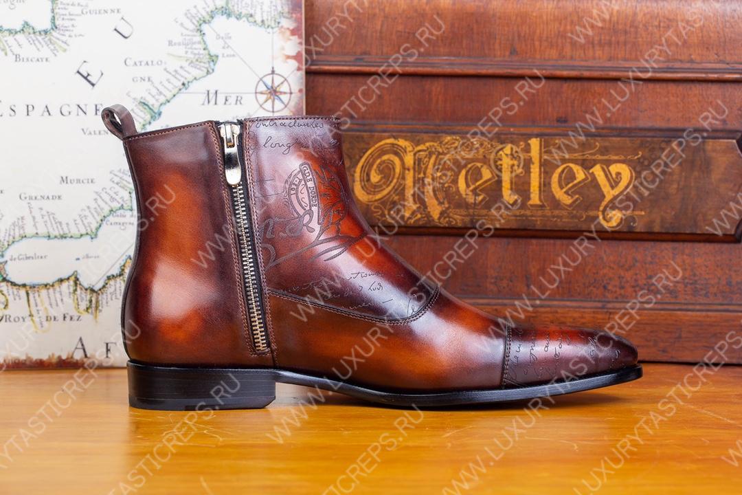BERLUTI SCRITTO LEATHER BOOT BROWN S5891-V2