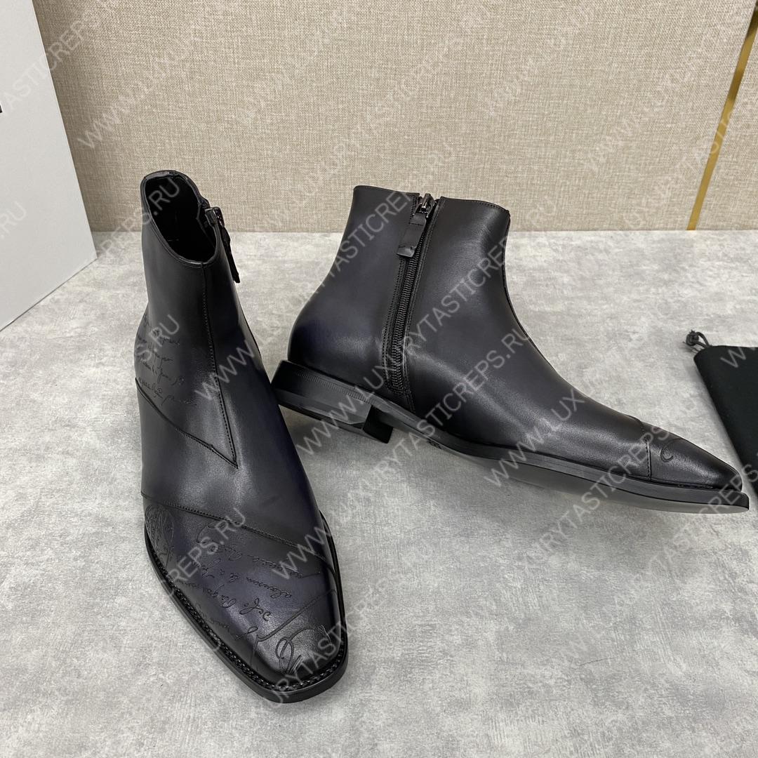 BERLUTI PATCHWORK DEMESURE BOOT NERO GRIGIO S5591