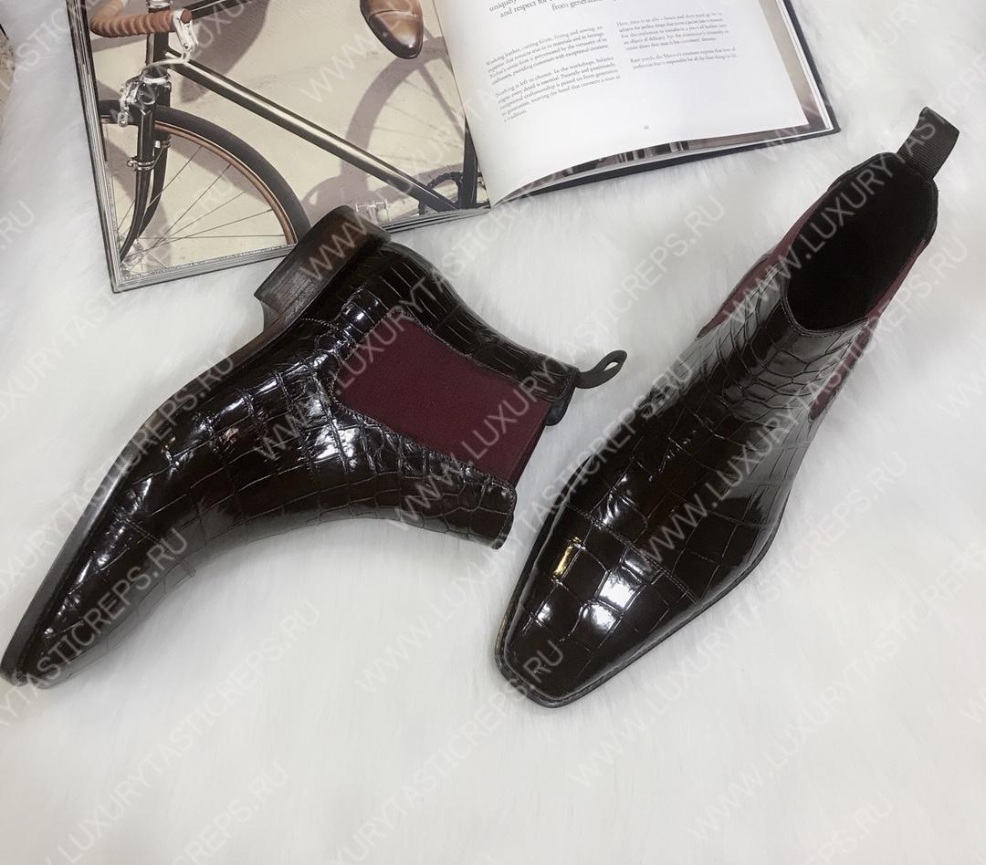 BERLUTI ALLIGATOR LEATHER BOOTS BURGUNDY S2582-E2