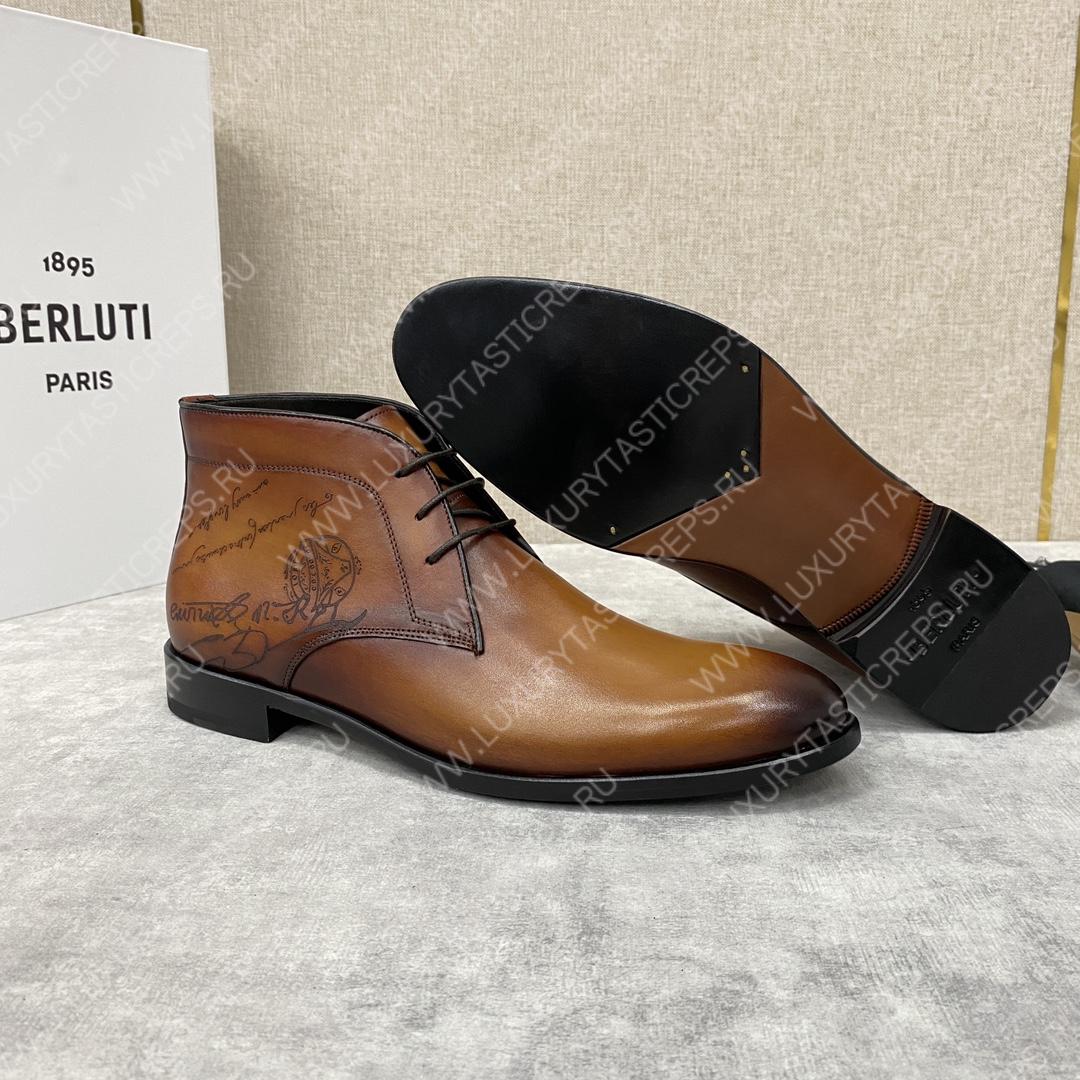 BERLUTI ALESSIO SCRITTO BOOTS INTENSE COCOA S6020-S34