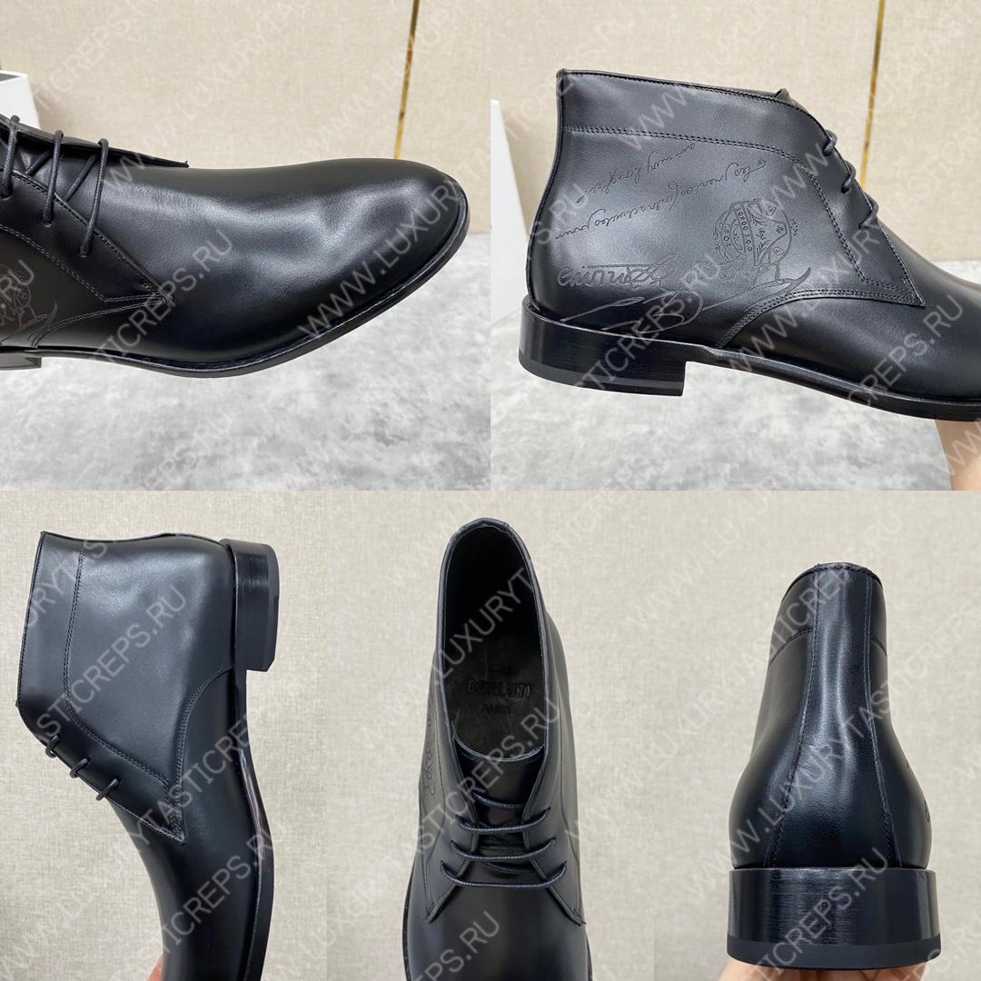 BERLUTI ALESSIO SCRITTO BOOTS BLACK S6020-S34