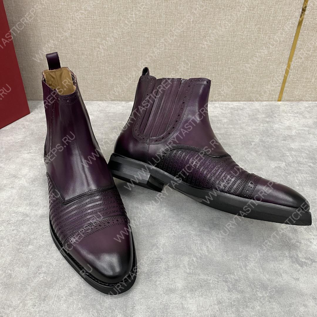 BERLUTI CURSIVE GALET SCRITTO BOOTS BURGUNDY S4077-V2
