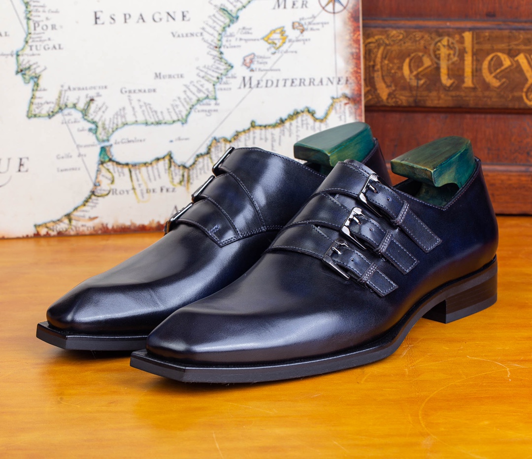 BERLUTI TRIPLE MONK STRAP SHOE BLACK S1424-GH