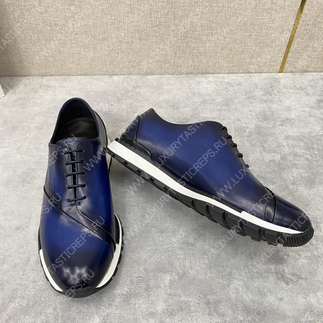 BERLUTI LEATHER LACE UP SHOES BLUE 3BER845