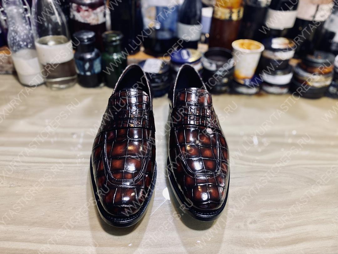 BERLUTI ALLIGATOR LEATHER LOAFER BURGUNDY S3289-E2