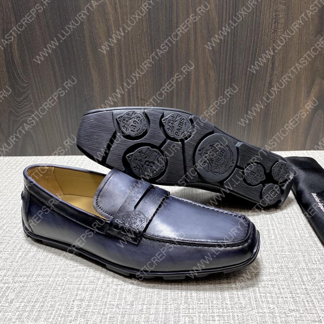 BERLUTI LORENZO DRIVE LOAFER BLACK GREY S6066-S34