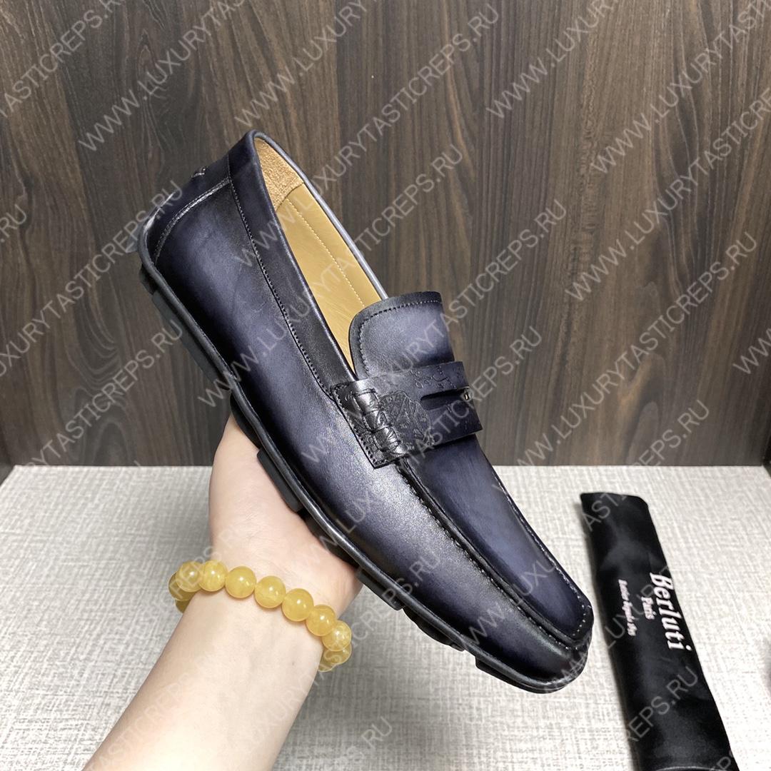BERLUTI LORENZO DRIVE LOAFER BLACK GREY S6066-S34