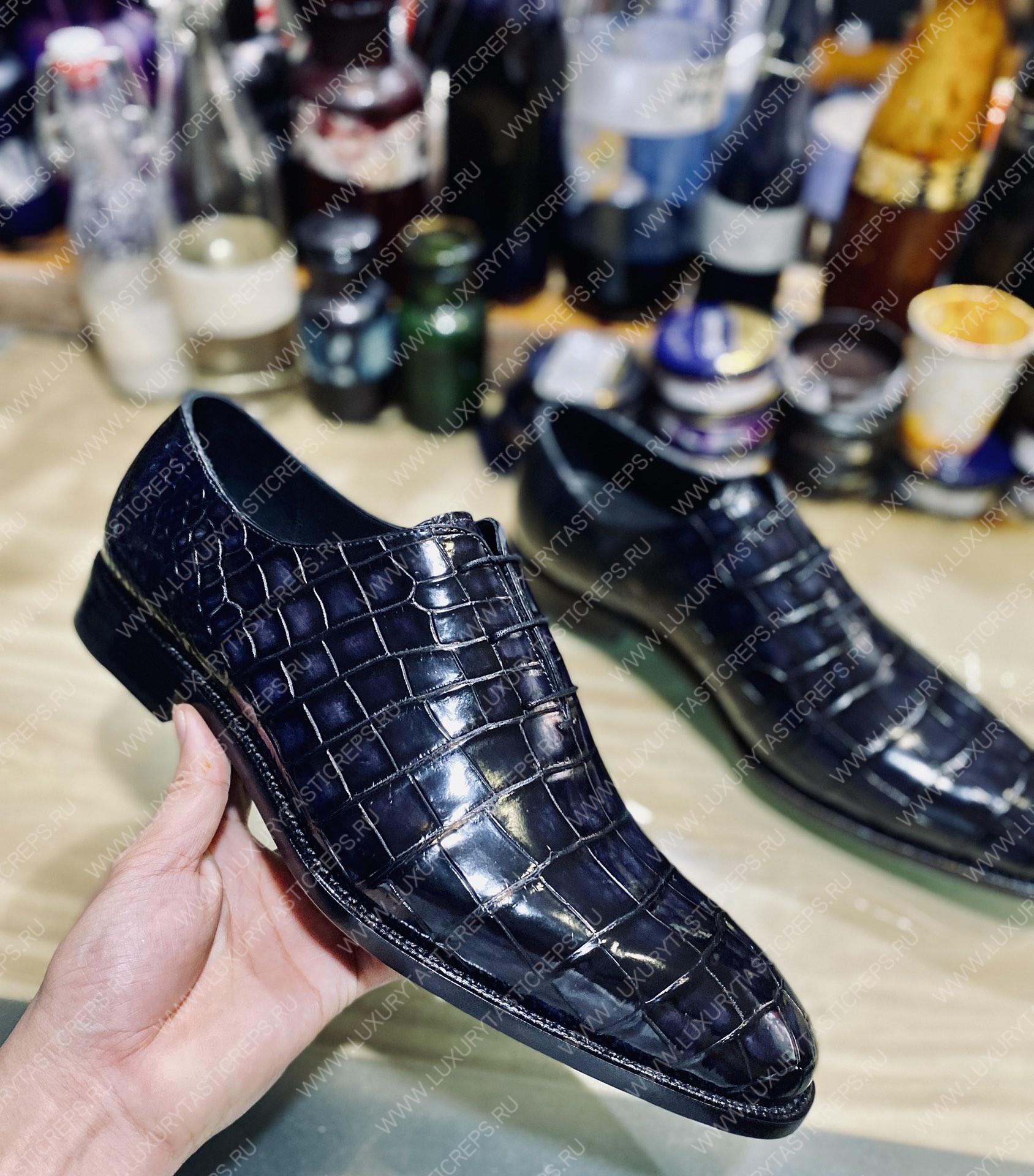 BERLUTI ALLIGATOR LEATHER OXFORD BLACK S1412-E2
