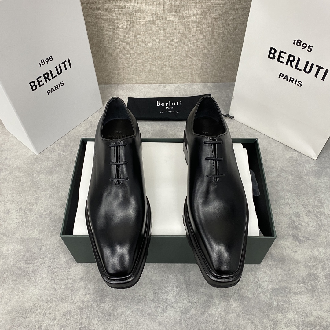 BERLUTI ALESSANDRO ALTO LEATHER OXFORD BLACK S5943
