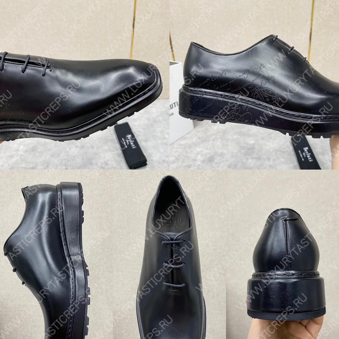 BERLUTI ALESSANDRO ALTO LEATHER OXFORD BLACK S5943