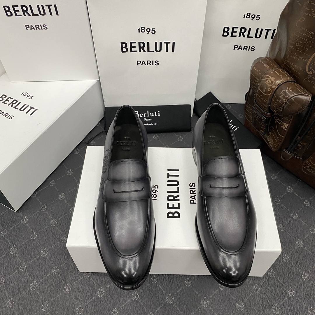 BERLUTI COUTURE DEMESURE LOAFER GREY AND BLACK S5581-V1