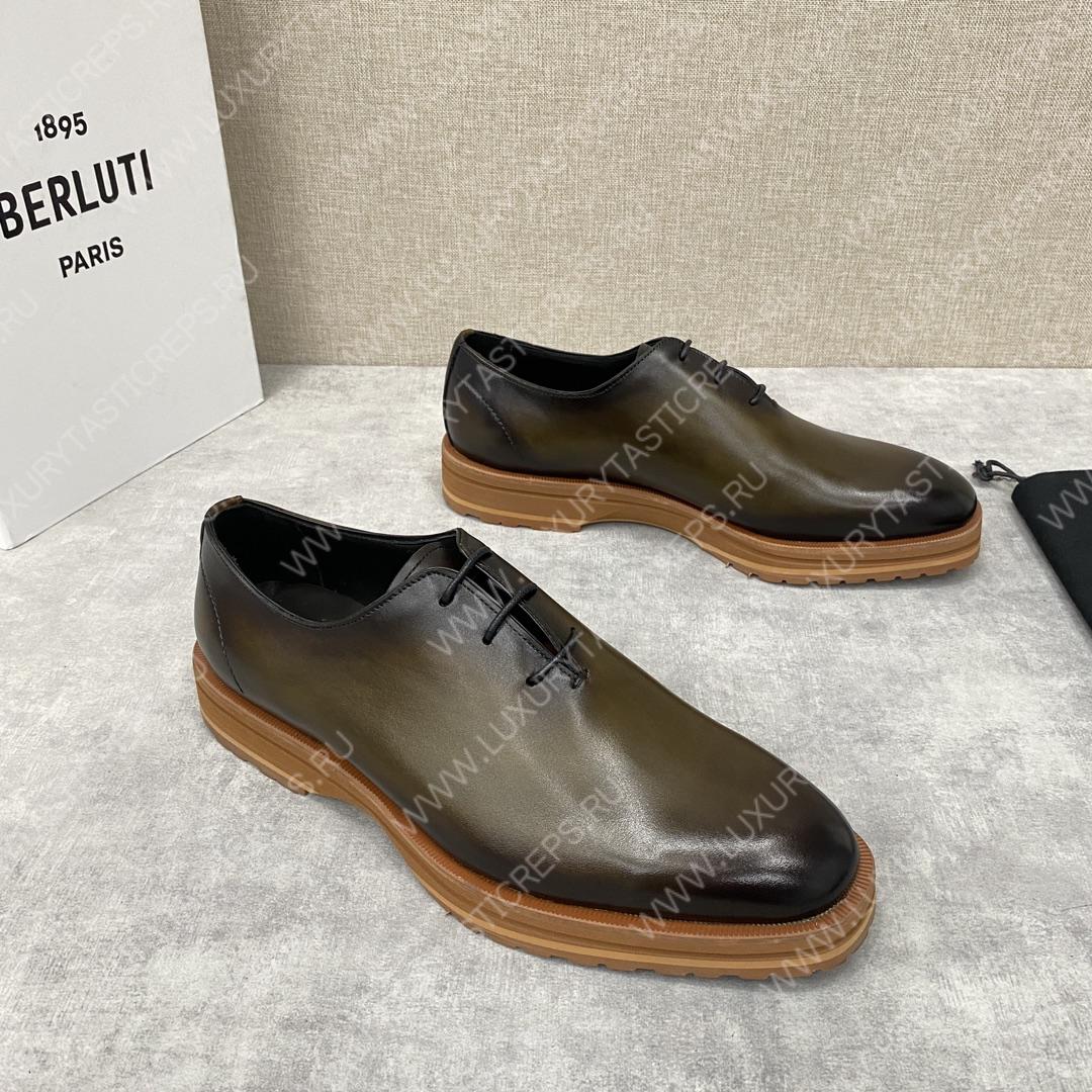 BERLUTI ALESSANDRO DEMESURE OXFORD OLIVE S5581-V1