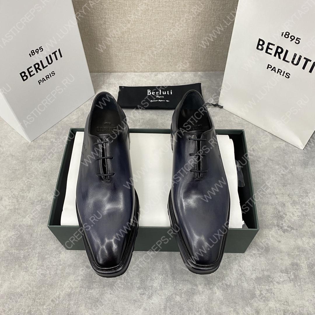 BERLUTI ALESSANDRO ALTO LEATHER OXFORD LIGHT DARK BLUE S5843-V1