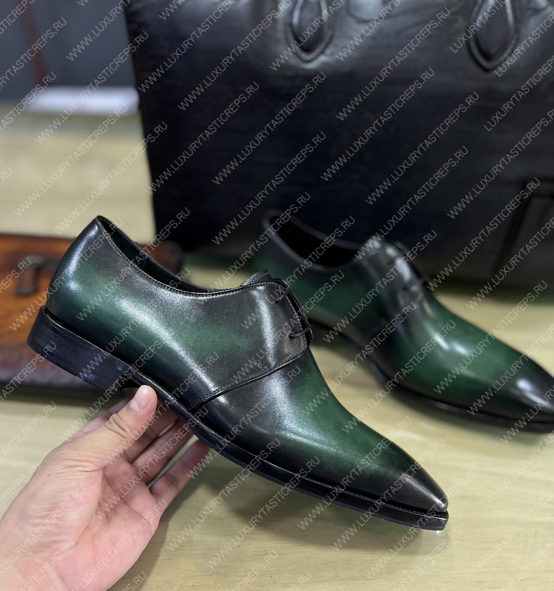 BERLUTI LEATHER DERBY OXFORD EMERALD S2912-V2