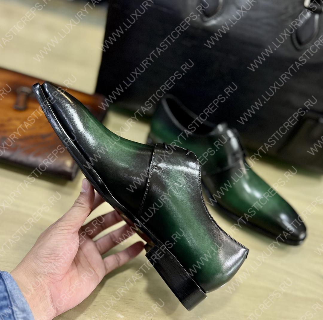 BERLUTI LEATHER DERBY OXFORD EMERALD S2912-V2
