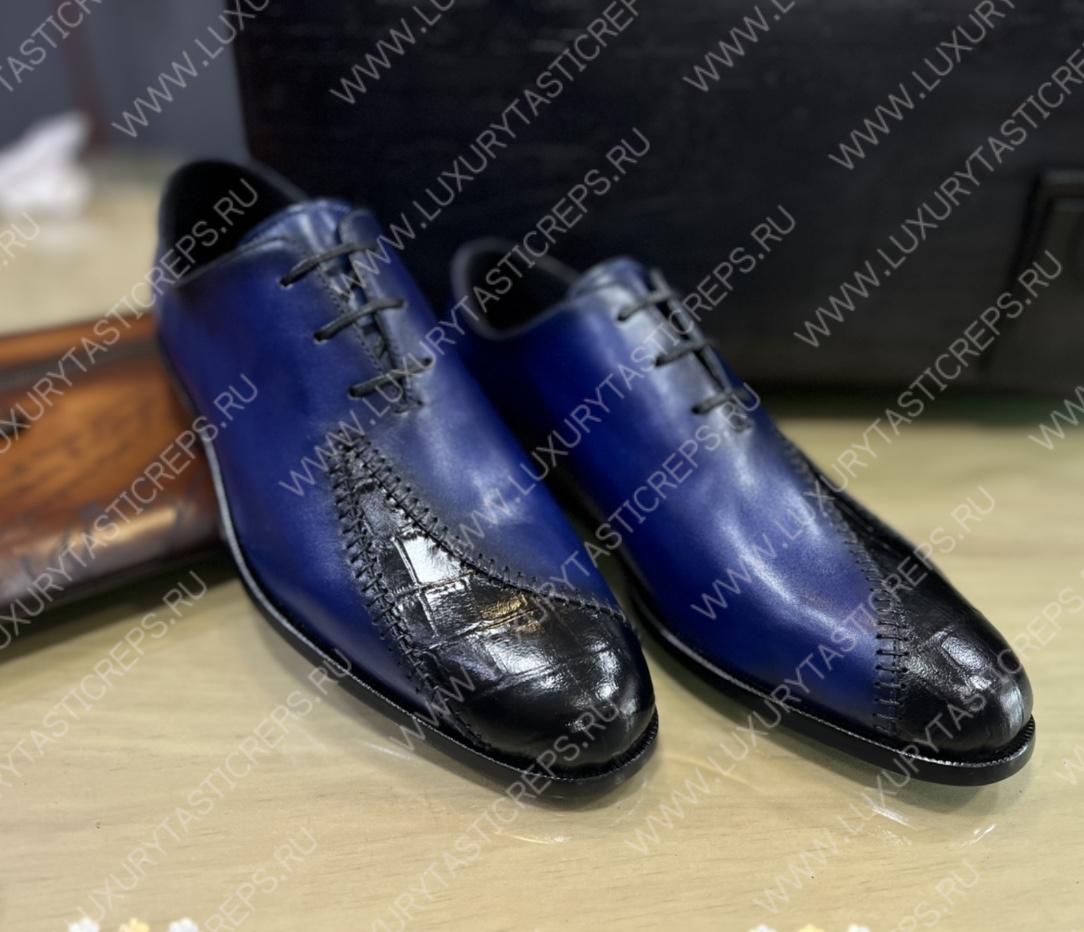 BERLUTI CROC LEATHER OXFORD BLUE S4322-V2