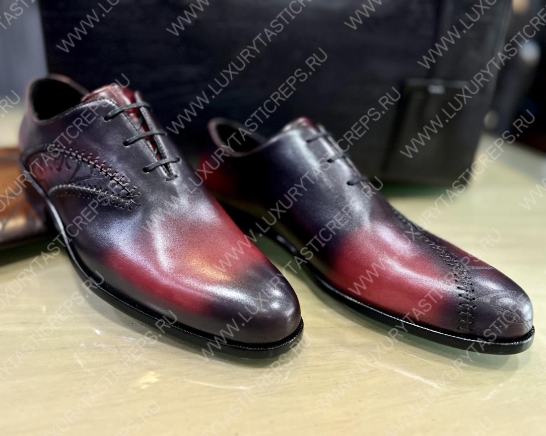 BERLUTI LEATHER OXFORD BROWN S6342-V1