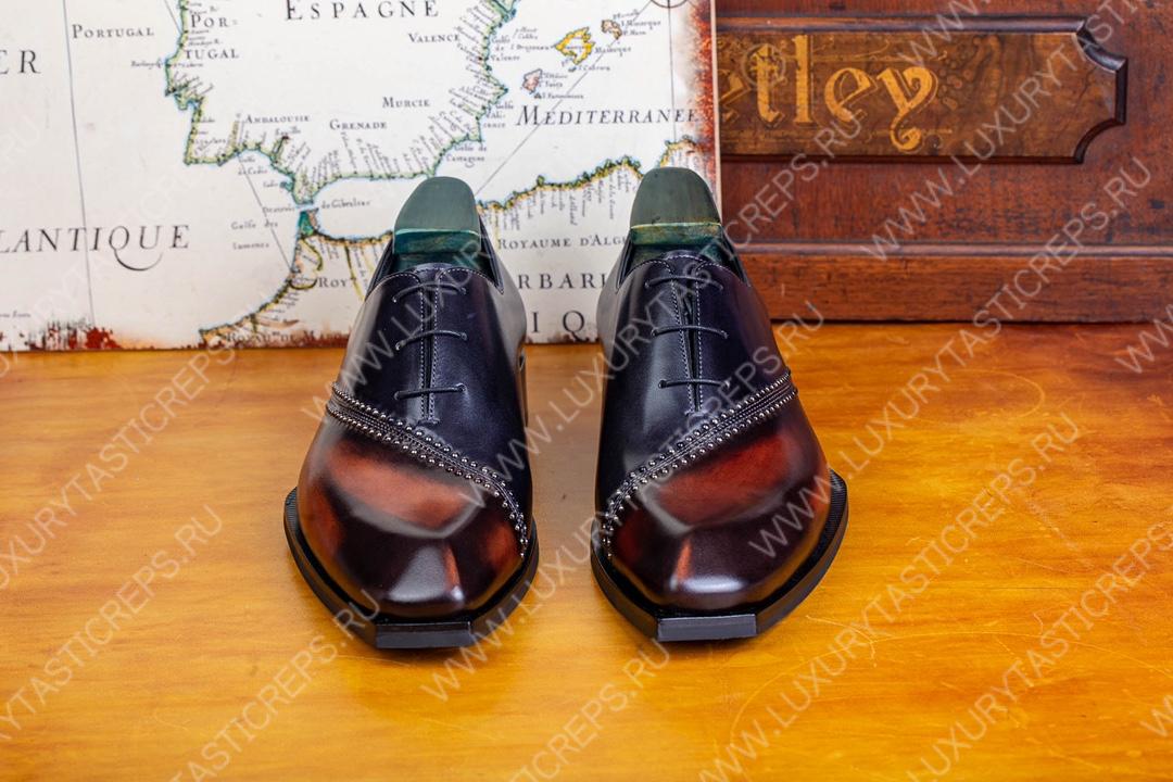 BERLUTI LEATHER OXFORDS BROWN/BLACK S5215-V3