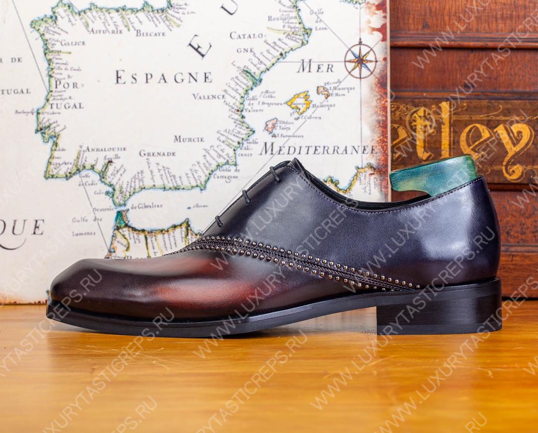 BERLUTI LEATHER OXFORDS BROWN/BLACK S5215-V3