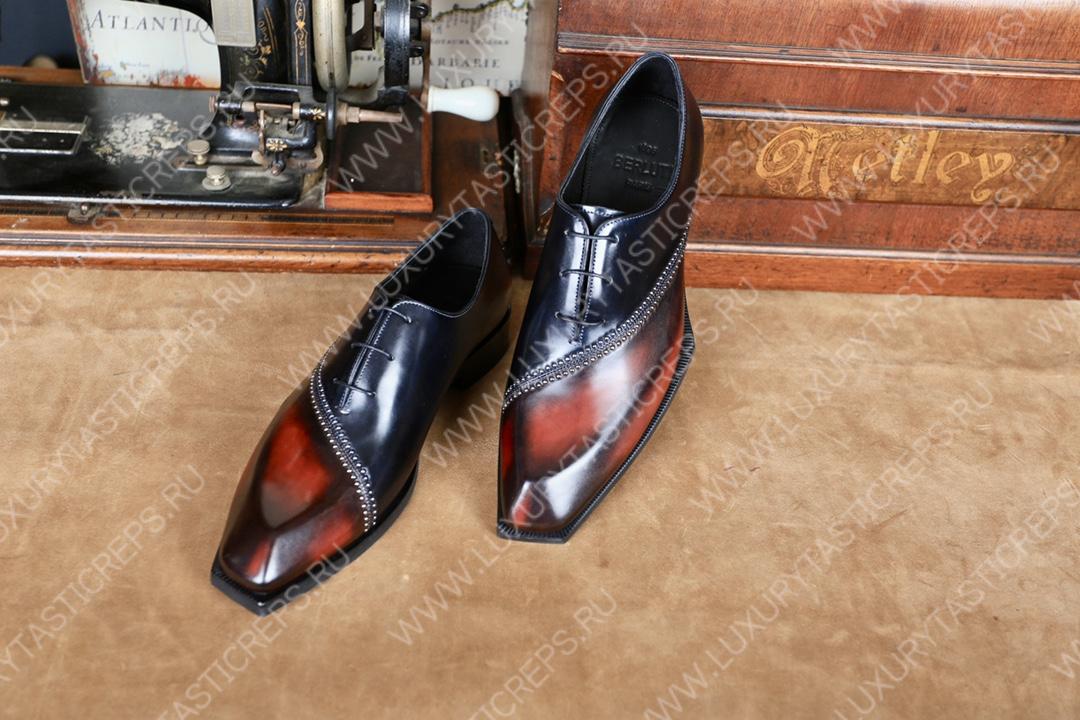 BERLUTI LORENZO STELLAR OXFORD BLACK AND INTENSE COCOA S4342-K1