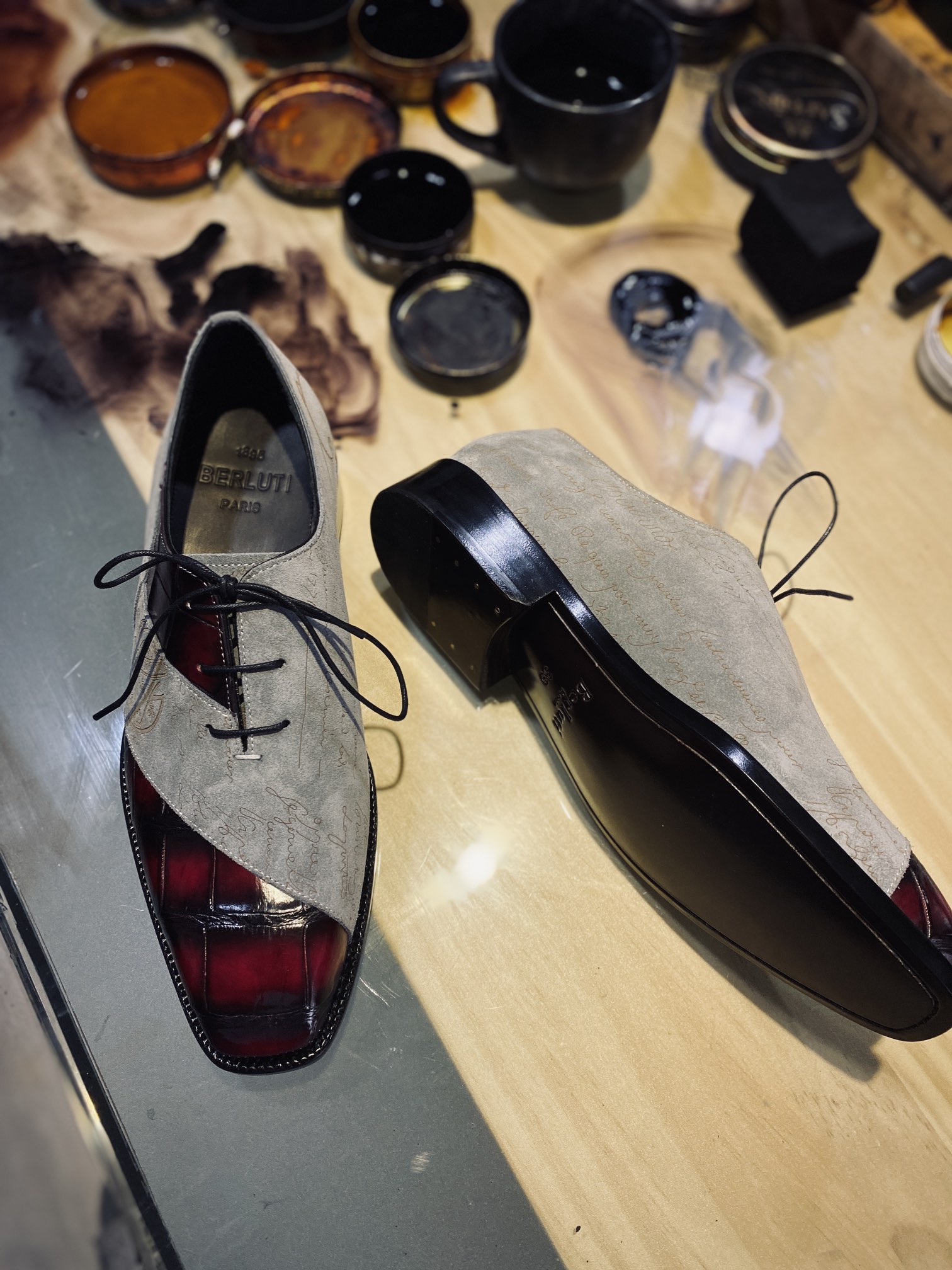 BERLUTI SCRITTO OXFORDS GREY S1411