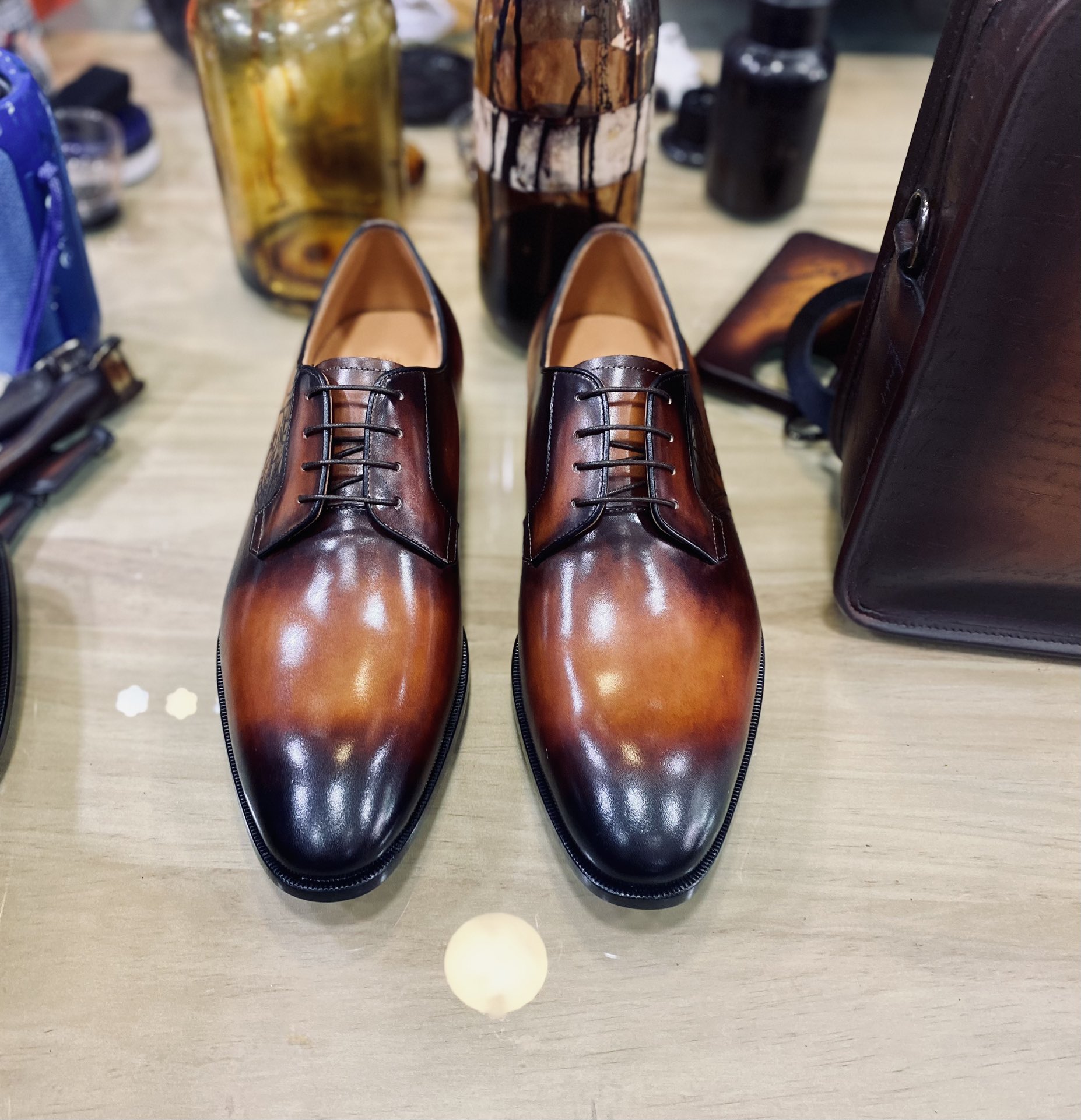 BERLUTI GALET SCRITTO OXFORD BROWN S4589-V2