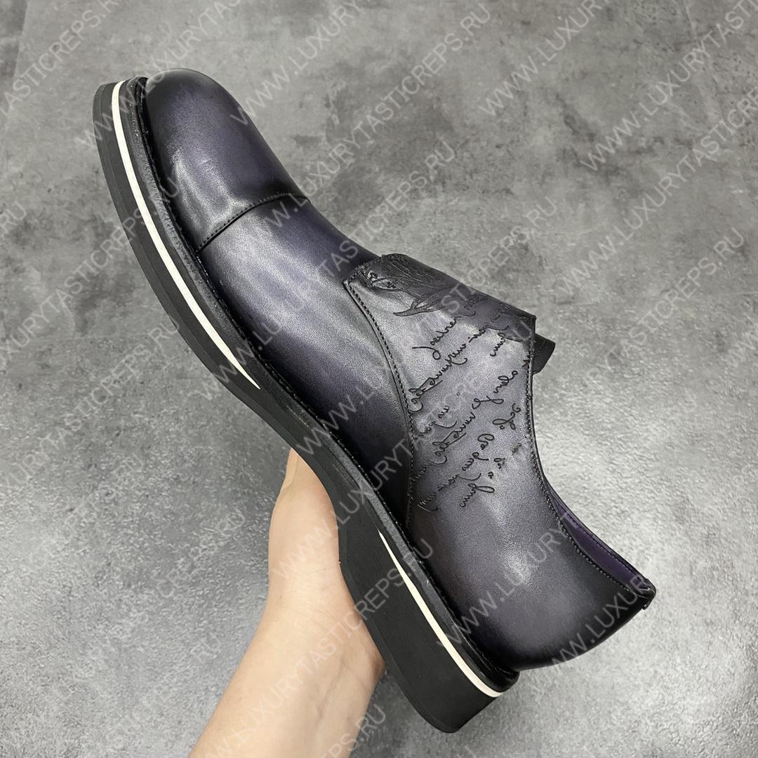 BERLUTI ALESSIO PADOVA SCRITTO LEATHER DOUBLE MONK SHOE GREY S5527